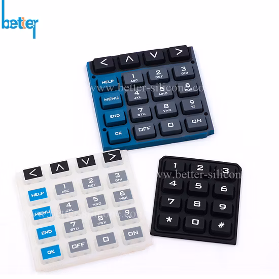 Teclado de controle remoto de borracha de silicone com botão/interruptor/almofada personalizado